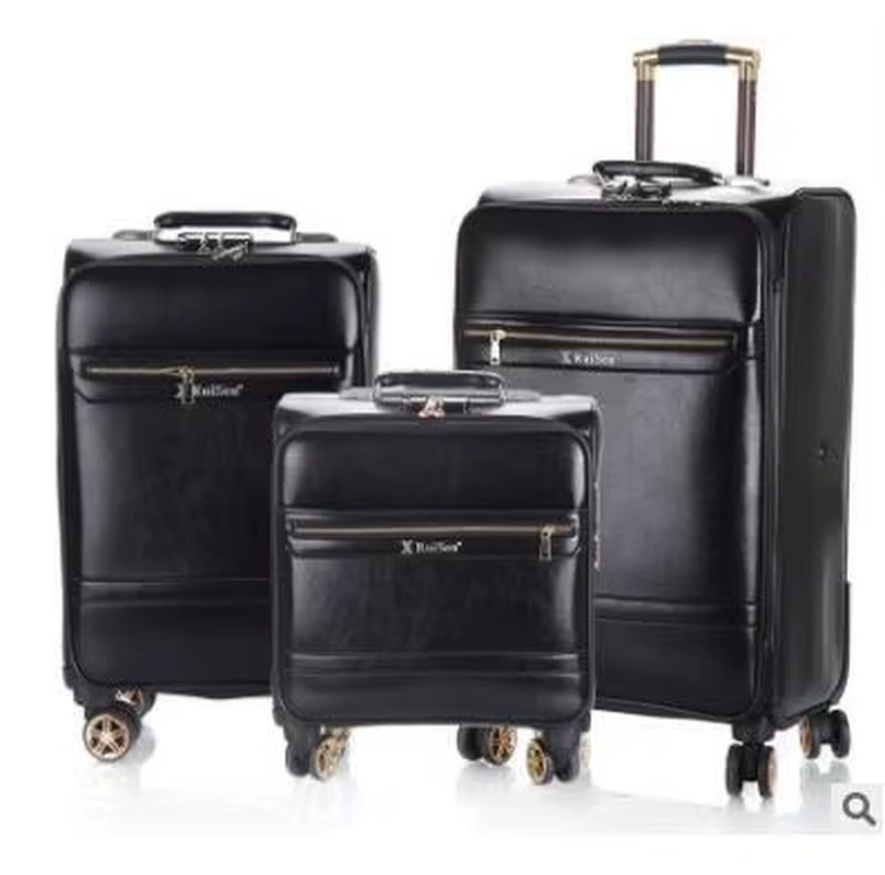 18 Inch 20 Inch Men Spinner Suitcase Luggage 24 Trolley Suitcase PU Travel Rolling Baggage Bag on Wheels Travel Wheeled Suitcase