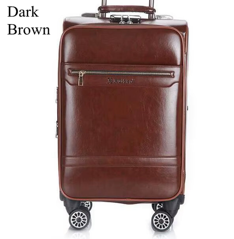 18 Inch 20 Inch Men Spinner Suitcase Luggage 24 Trolley Suitcase PU Travel Rolling Baggage Bag on Wheels Travel Wheeled Suitcase
