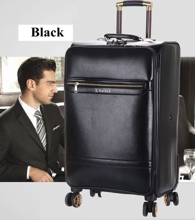 18 Inch 20 Inch Men Spinner Suitcase Luggage 24 Trolley Suitcase PU Travel Rolling Baggage Bag on Wheels Travel Wheeled Suitcase