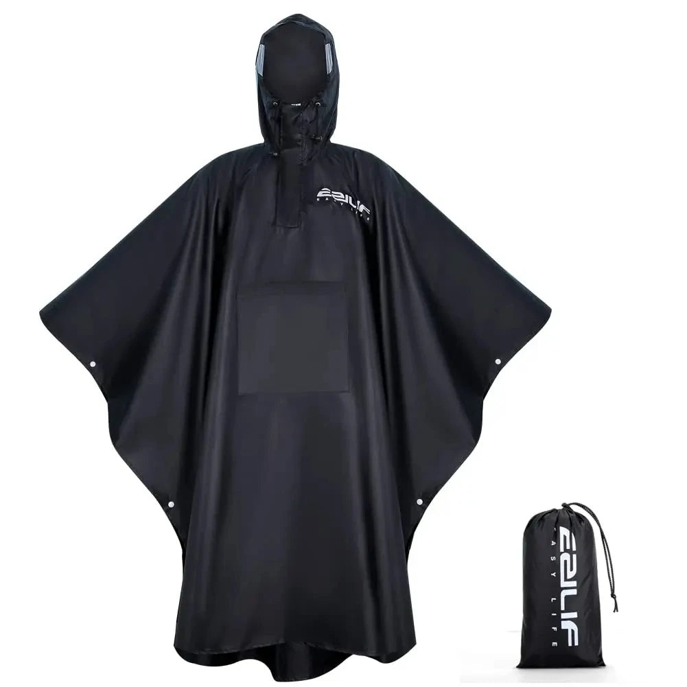 3 in 1 Outdoor Military Raincoat Hooded Sleeve Waterproof Rain Poncho Motorcycle Rain Cover Camping Hiking Travel Rainwear Tent