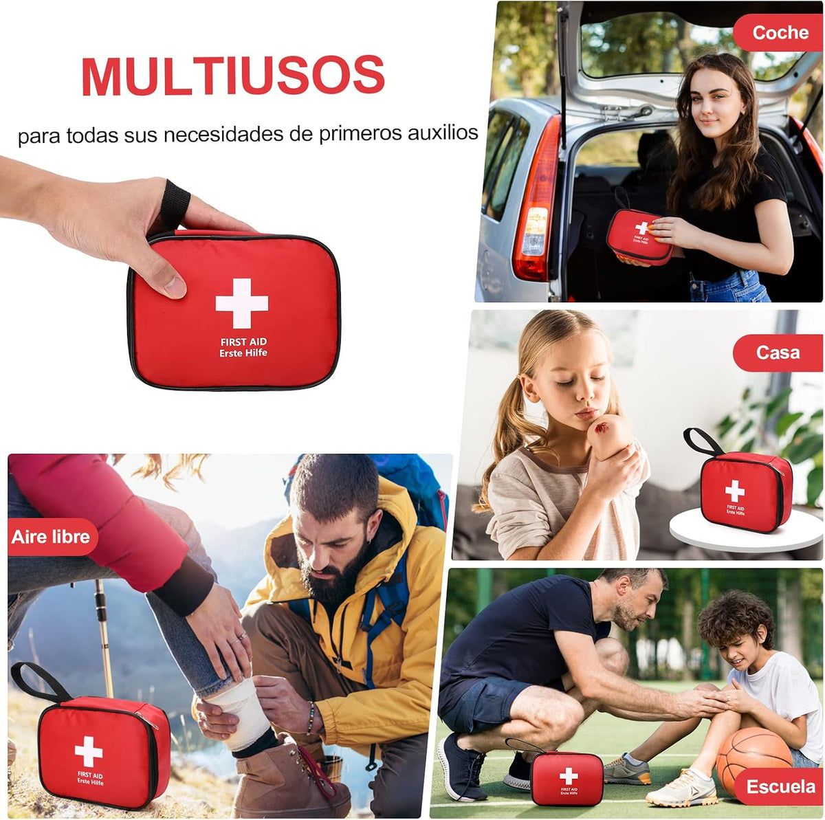 HONYAO® Botiquín De Primeros Auxilios 90 Piezas, Mini Kit Primeros Auxilios, Botiquin Pequeño Para Coche Casa Lugar Trabajo Mochila Y Acampar Senderismo Viaje